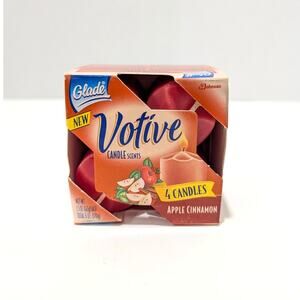 Vtg 4 Glade Votive Candle Scents Apple Cinnamon 1.5 oz Each 1999 Holiday